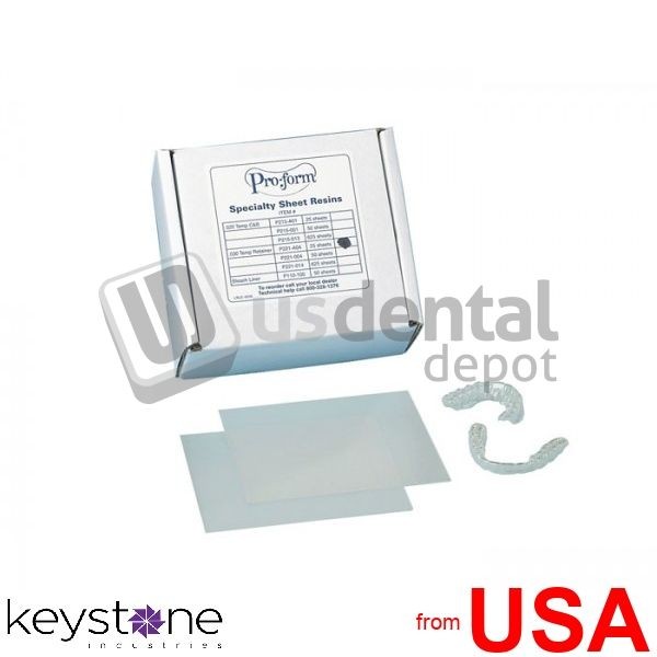 PRO-FORM Retainer Material, 5x5in .030 Super CLEAR, pkg of 25. Stiff bu 101181