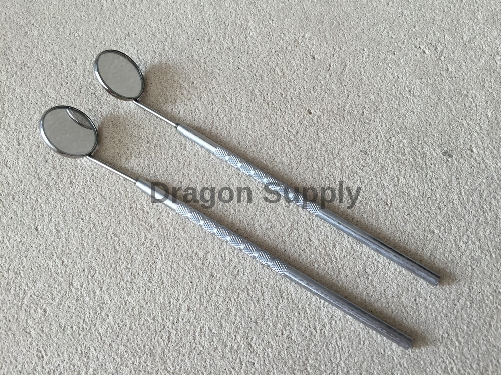 2pc 7″Dental Inspection Mirror with 3/4″ Diameter Real Glass – Stainless Steel
