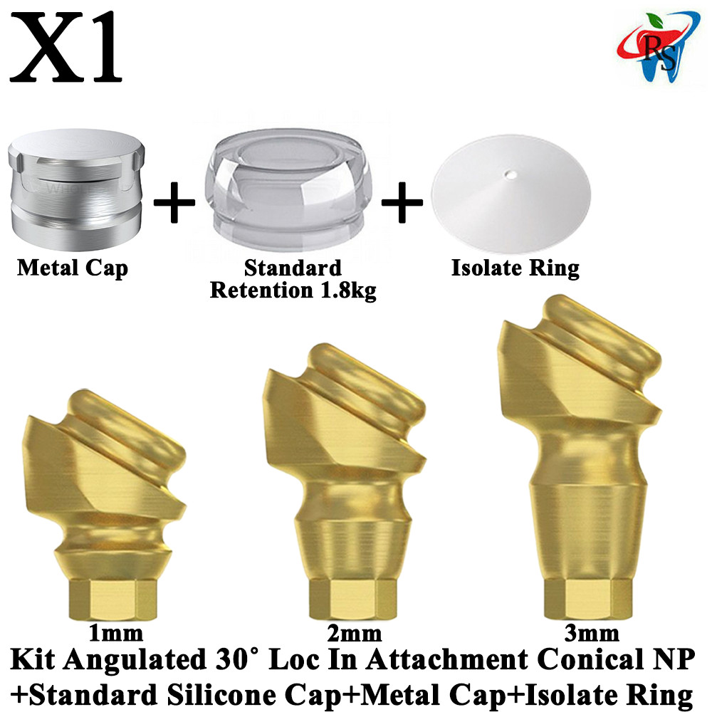 1x Kit Angulated 30˚ Loc In Attachment Conical NP Standard Silicone Cap Ring