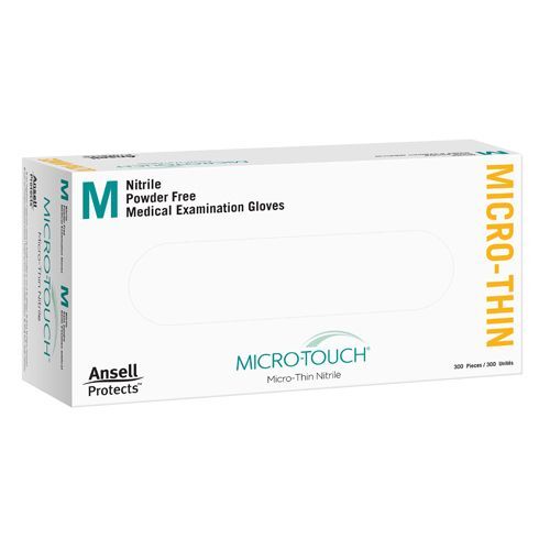 Micro-Touch Micro-Thin Nitrile Exam Gloves: Medium 300/Bx. Blue
