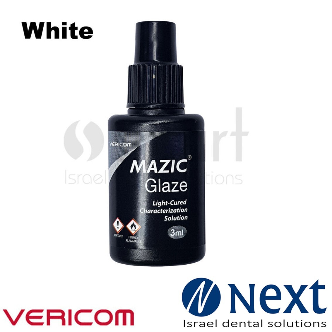 Dental lab acrylic composite LC shade color liquid 3ml Mazic Glaze Vericom White