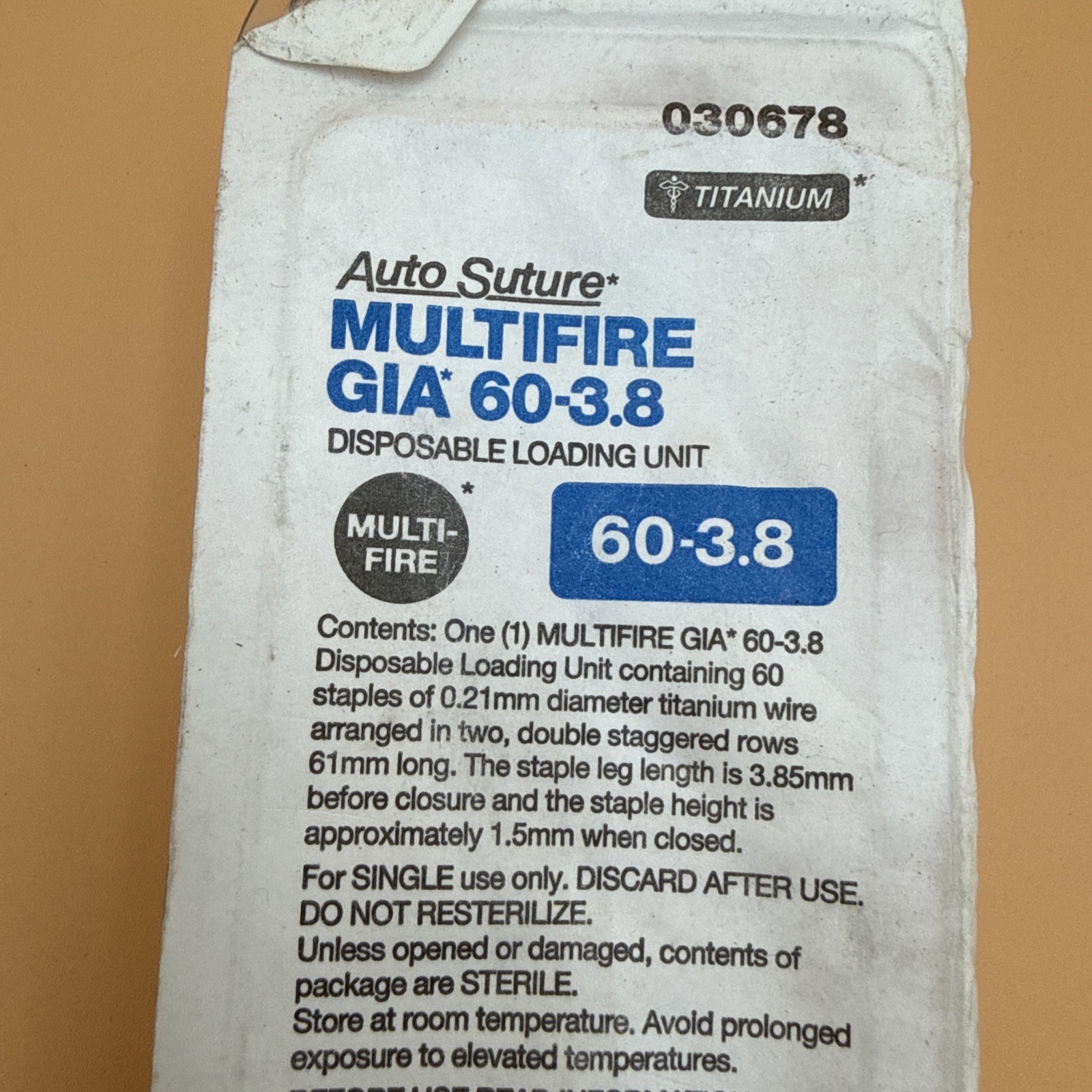 COVIDIEN Auto Suture GIA 60-3.8 Multifire
