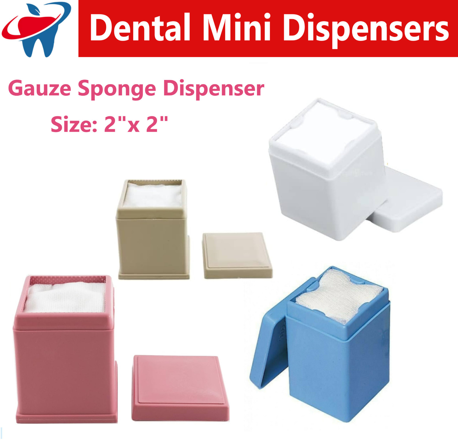 Dental Round Cotton Roll Holder Microbrush Dispenser 2″x 2″ Sponges Organizer