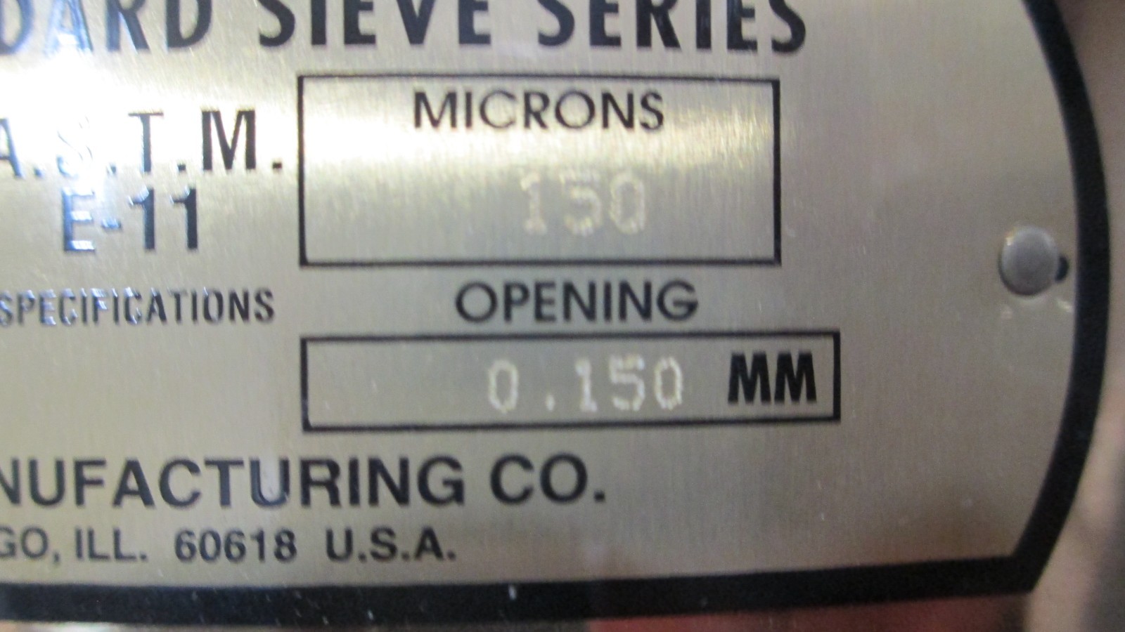 NIB, US Standard, 12 in. Sieve, Brass/Stainless, Full-Height, No.100