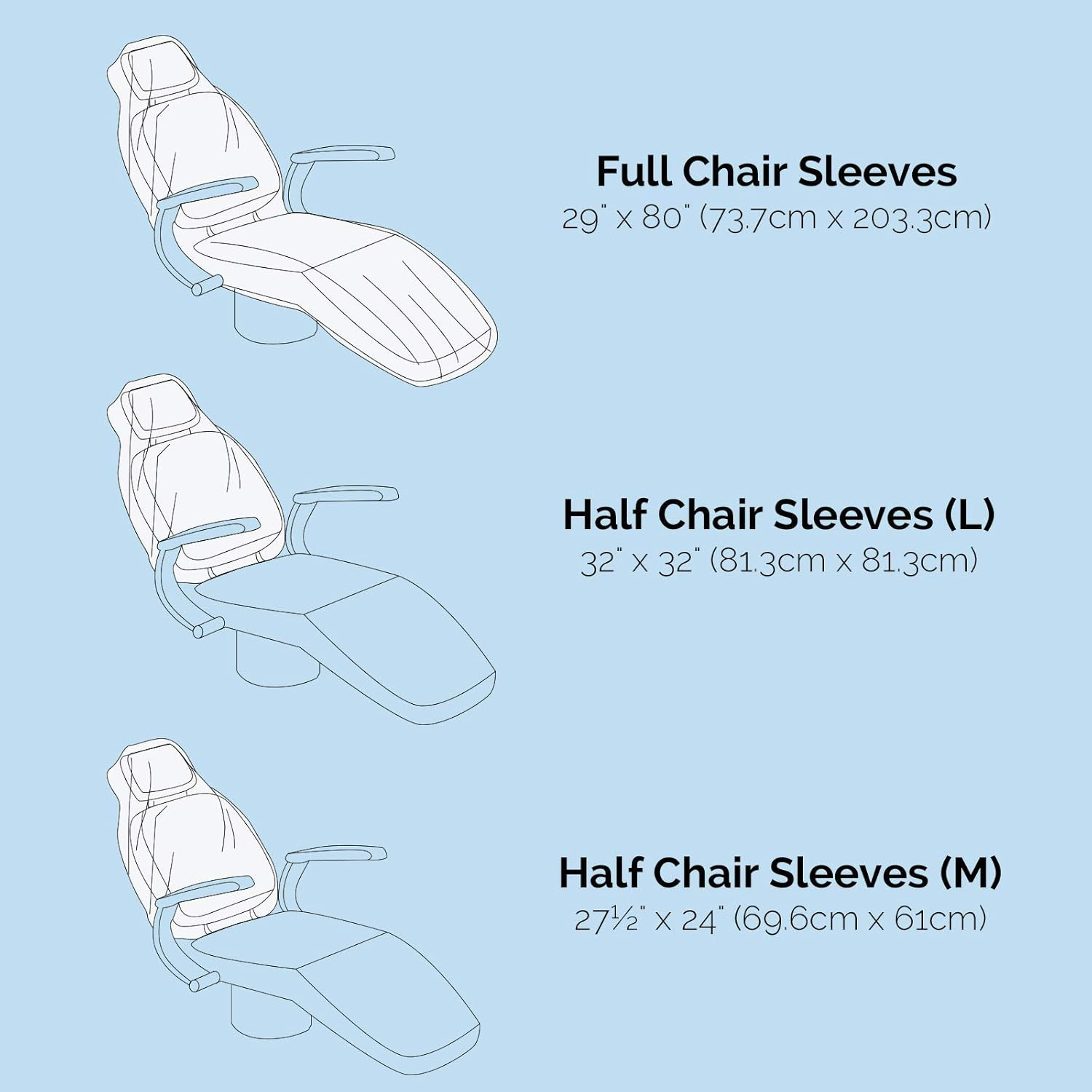 200Pcs Dental Half Chair Cover, 32″ x 32″ Disposable Clear Plastic Sleeve Protec