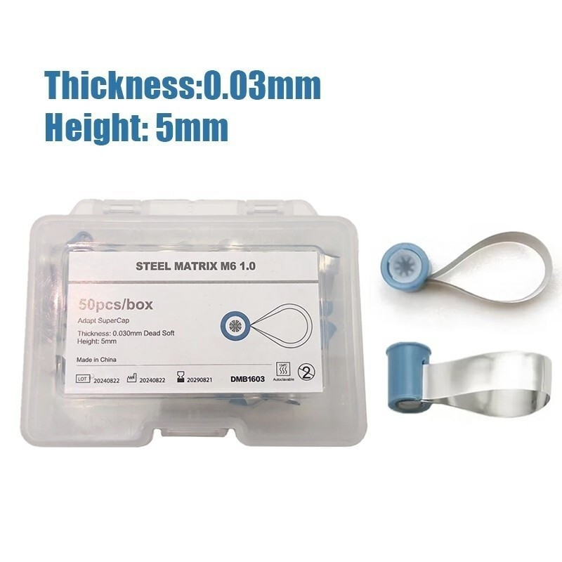 50Pcs/Box Dental Adapt SuperCap Steel Matrix M6 Matrices Thickness 0.03/0.038mm