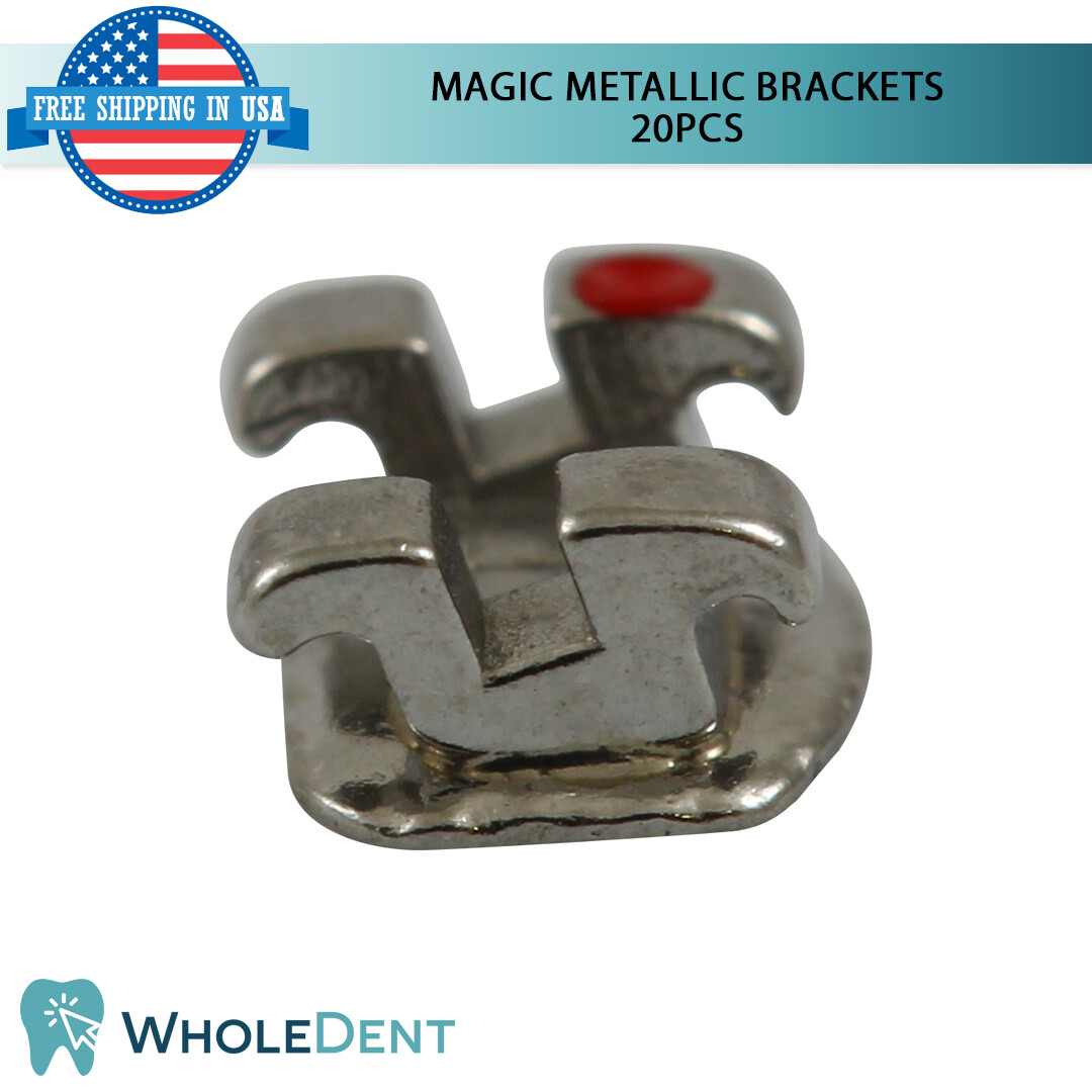 Orthodontic Dental Mini Metal Brackets Hook Twin Braces Kit MBT Magic 20pcs