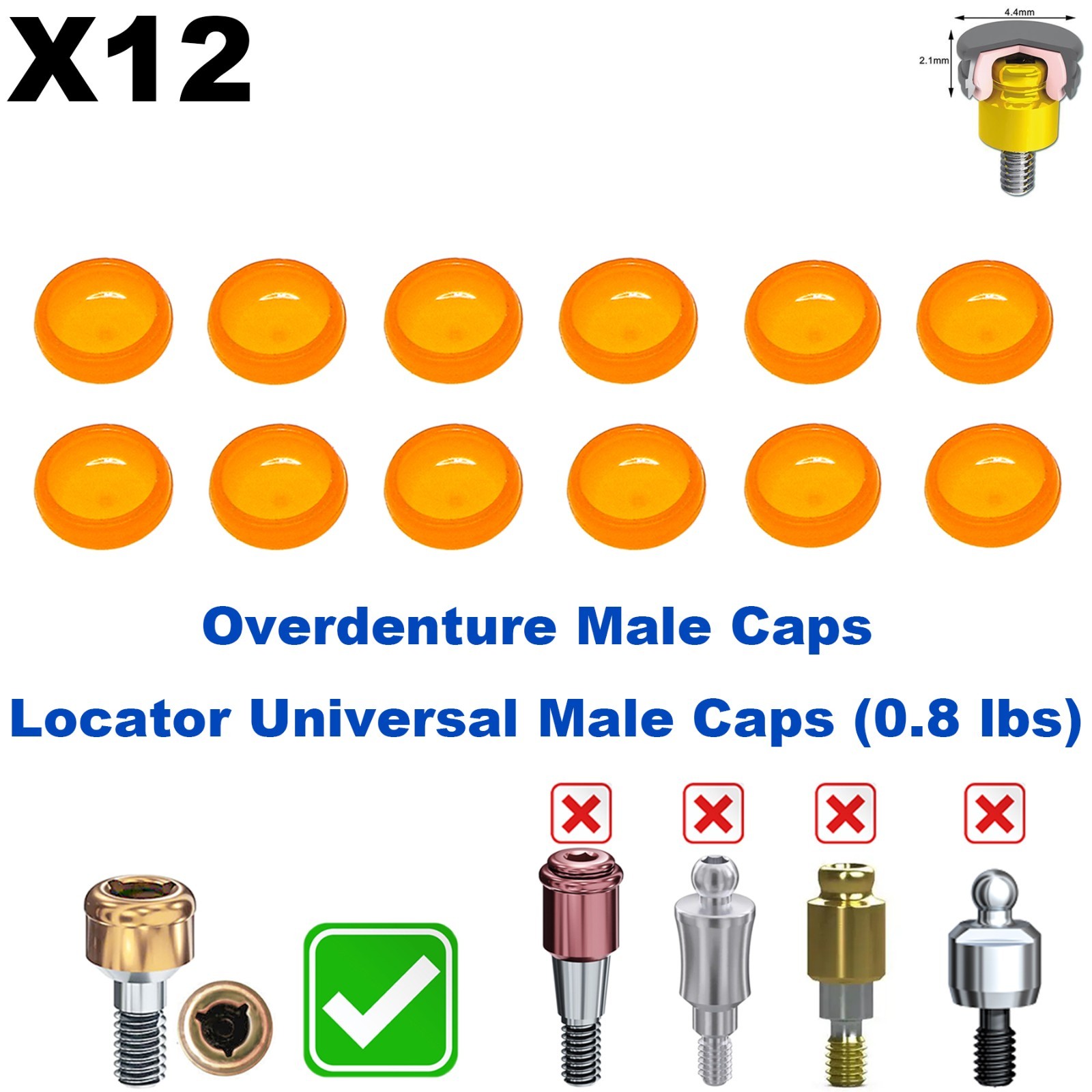 US Dental Locator Core Tool Insertion Overdenture Implant Strong Retention Caps