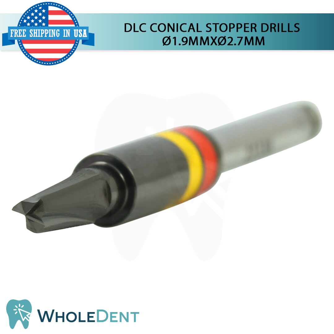 DLC Conical Integral Stopper Drill Ø1.9XØ2.7 Dental Im plant Tool Instrument