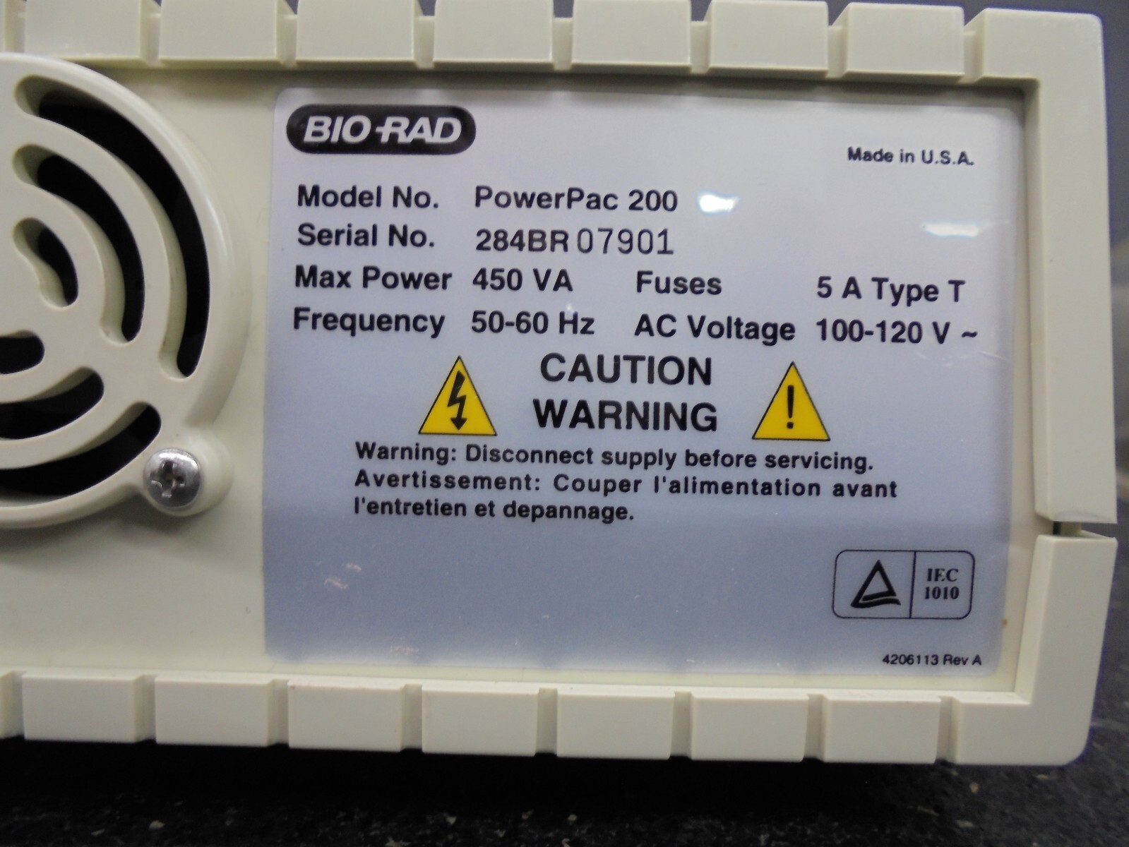 Bio Rad Power Pac 200 Electrophoresis Power Supply