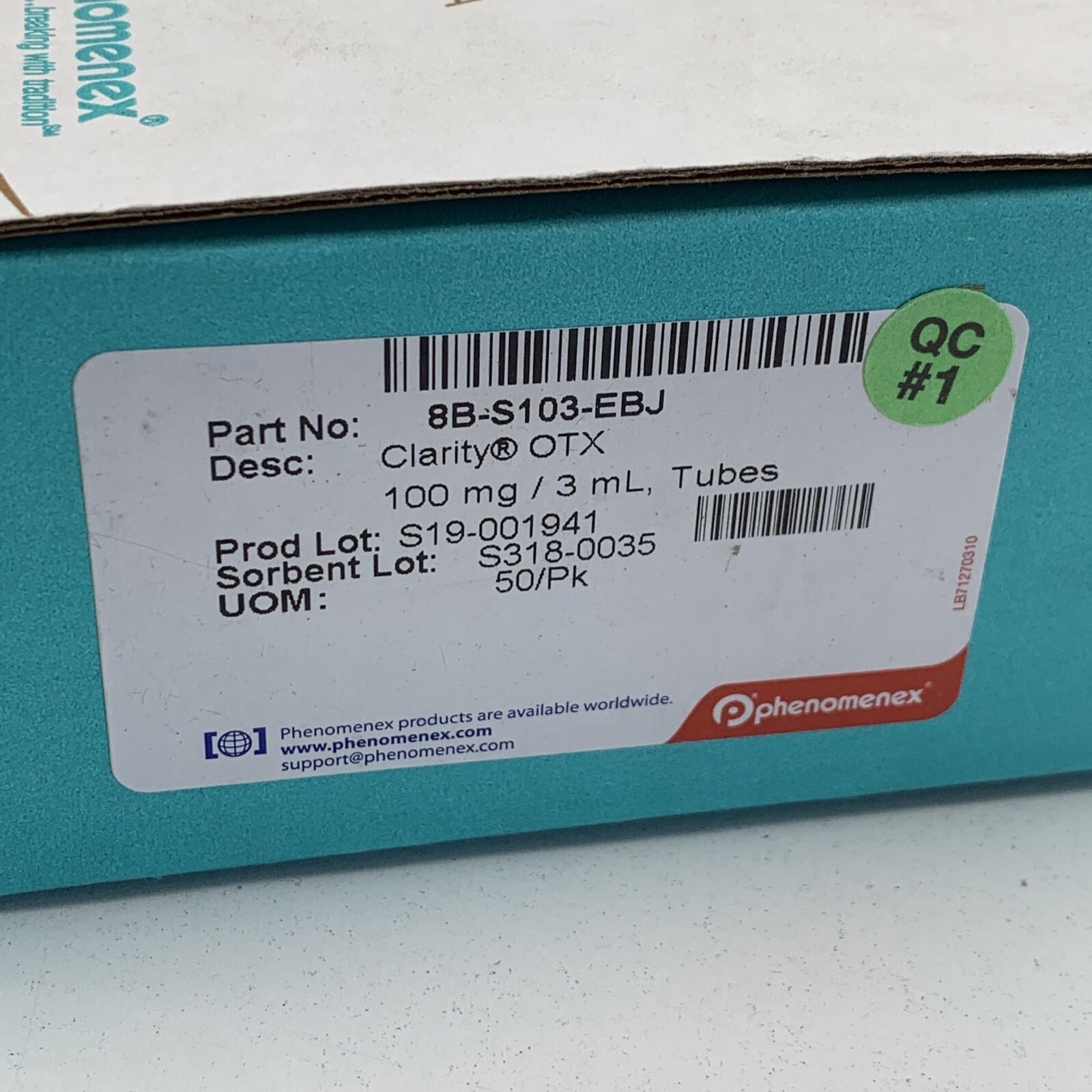 (50-Pack) Phenomenex 8B-S103-EBJ Clarity OTX Tube 100mg / 3mL