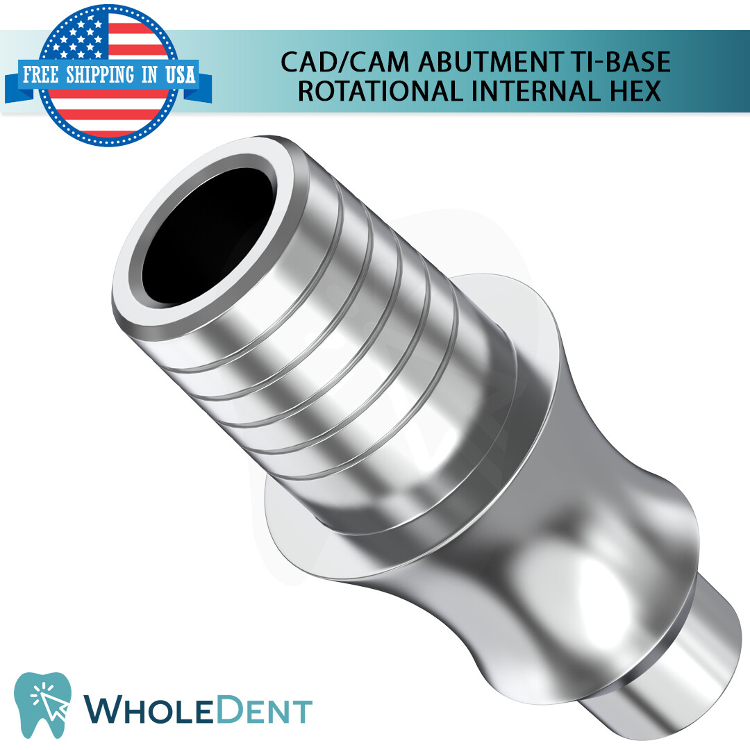 1x Dental Rotational Concave Titanium Base Int Hex 2.42mm CAD/CAM