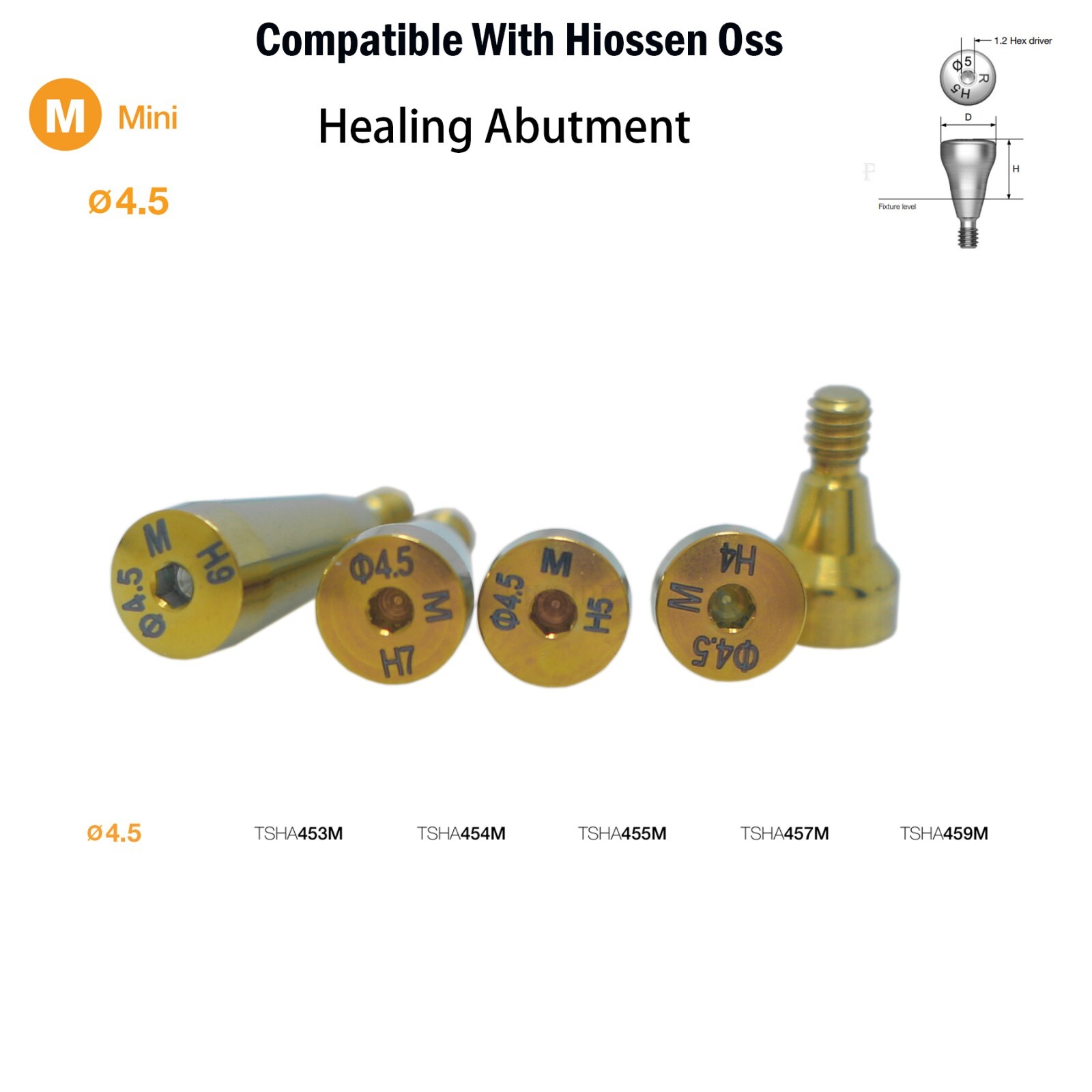 Dental Cap Healing Abutment Healing Cover Screw Fit Hiossen Mini Regular Implant