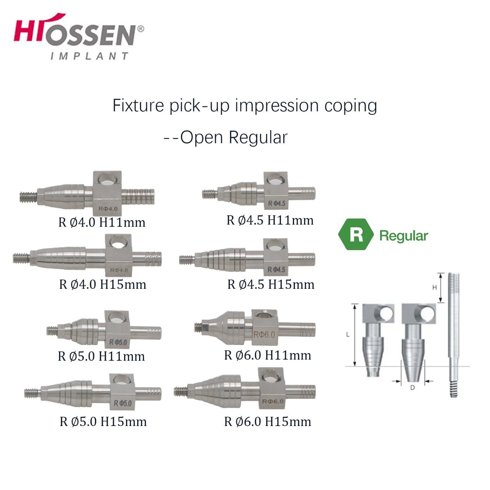 For Hiossen Osstem Dental Healing Abutment Impression Open Close Tray Lab Analog