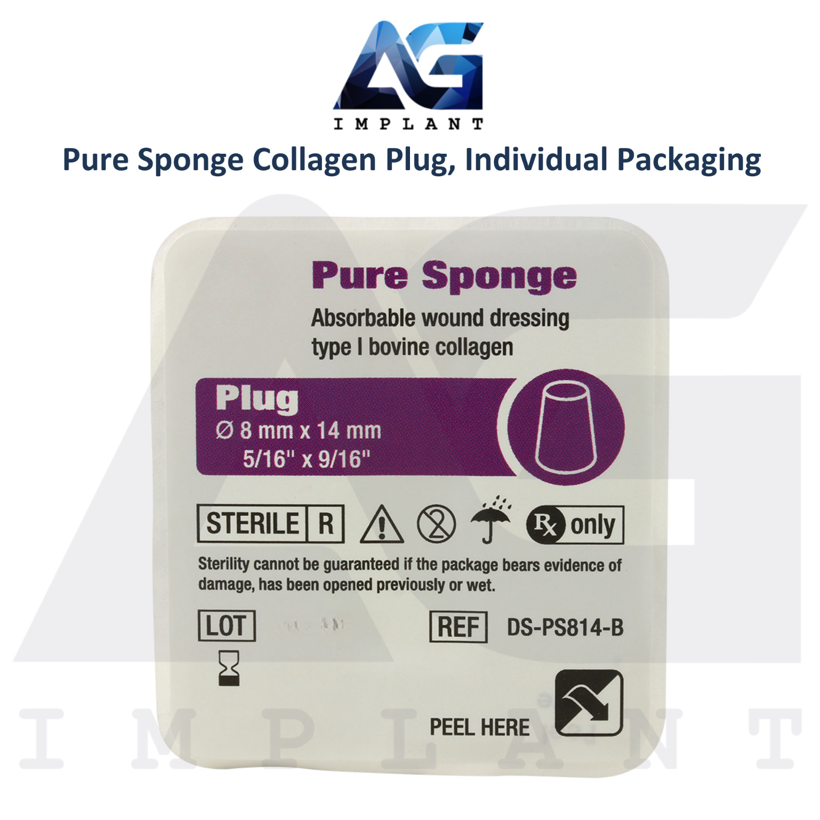 Dental Pure Collagen Sponges 10 Individually Packed Plugs Sterile Void Filling