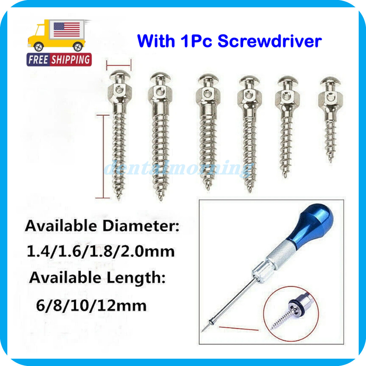 Dental Orthodontic Titanium Micro Implant Mini Screws Self-Drilling Screwdriver