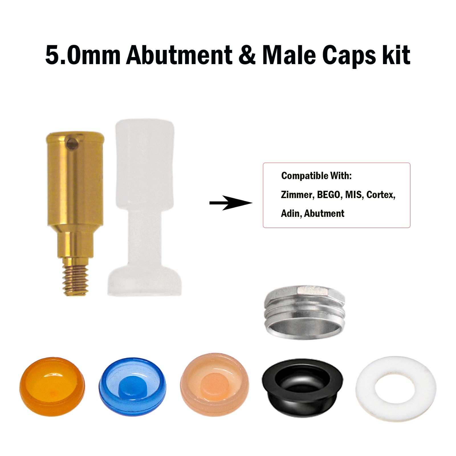 US Zimmer Screw-Vent 3.5mm Platform Abutment 1.0-5.0mm Overdenture Compatible