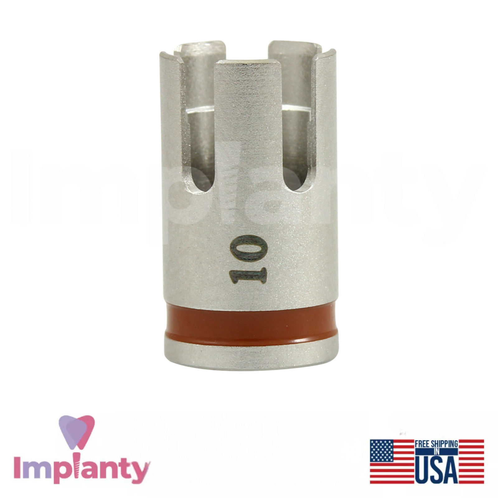 GDT Dental Straight Drill with Stoppers Set Ø5.2mm Brown Stainless Steel Tool