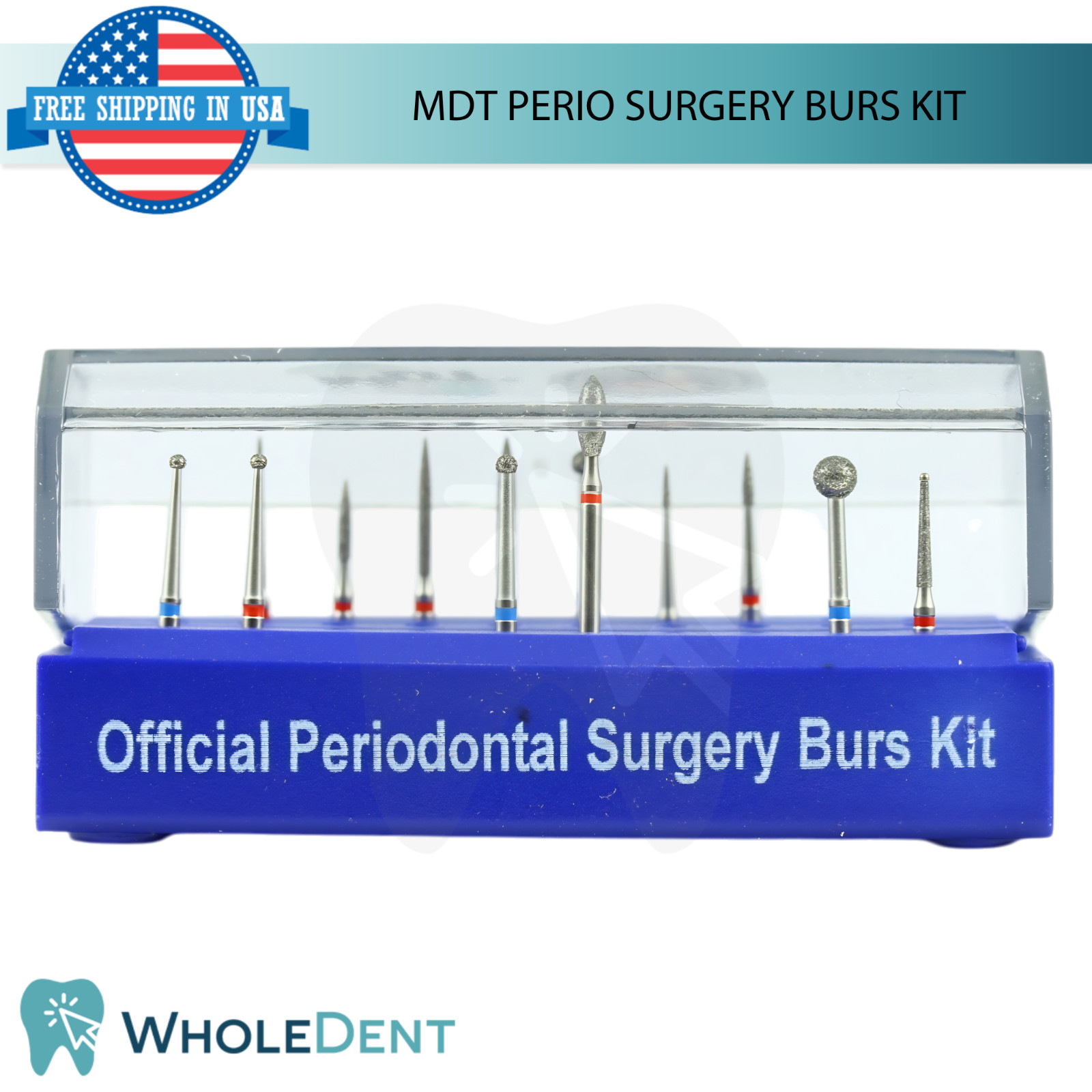 MDT Perio Dental Burs Kit 13Pc Stainless Steel Diamond Coated B0ne Shaping Tool