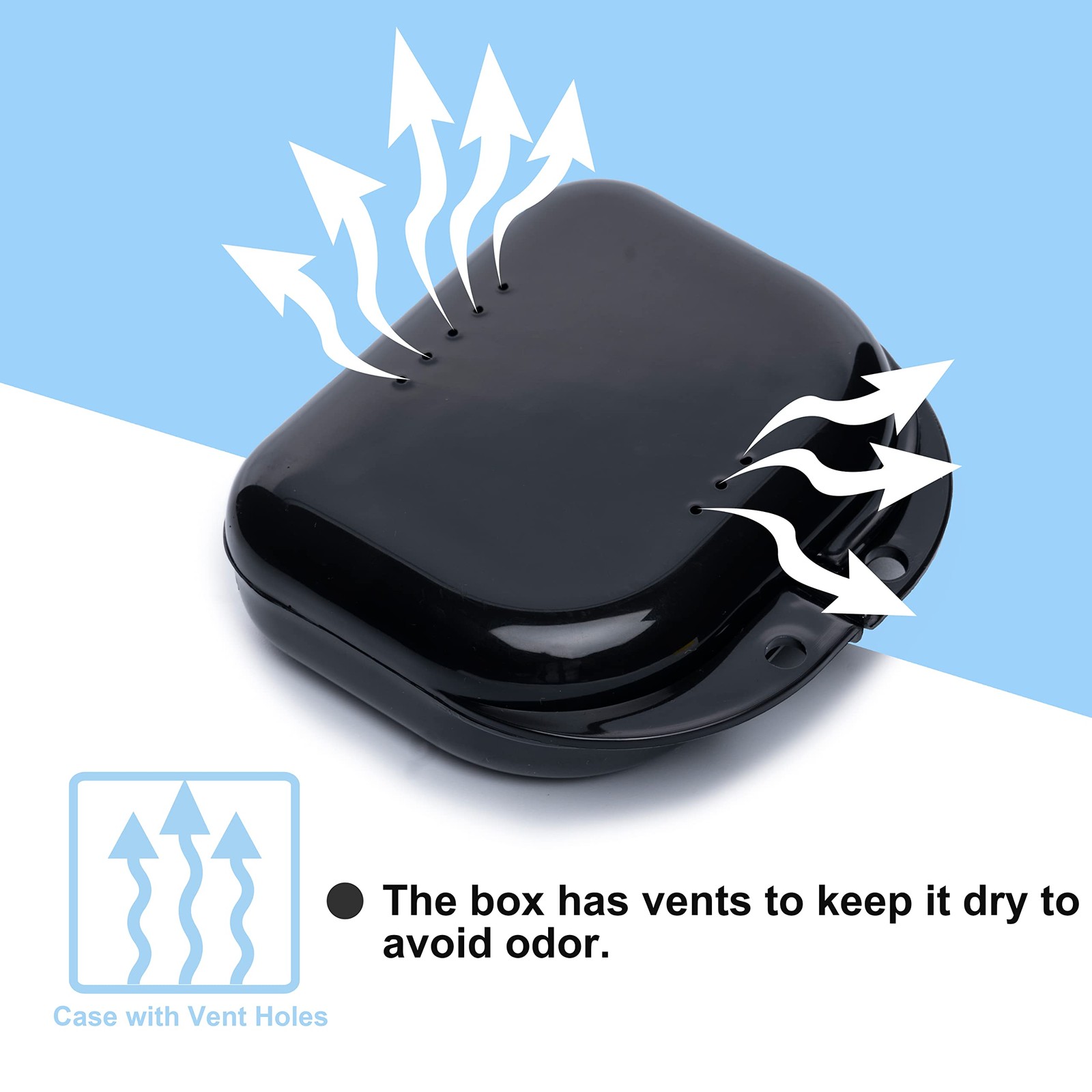 Retainer Case with Vent Holes, 6 Pcs Denture Case, Tight Snap Lock Purple