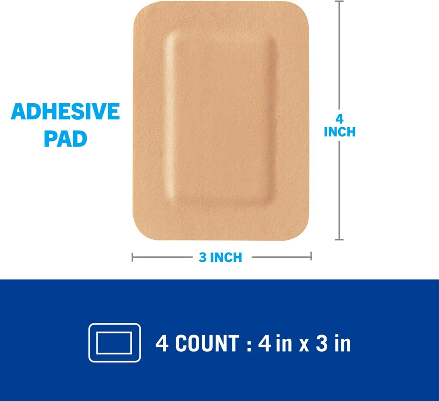 Nexcare Absolute Waterproof Adhesive Gauze Pad, One Size, 4 Count 4 Pads