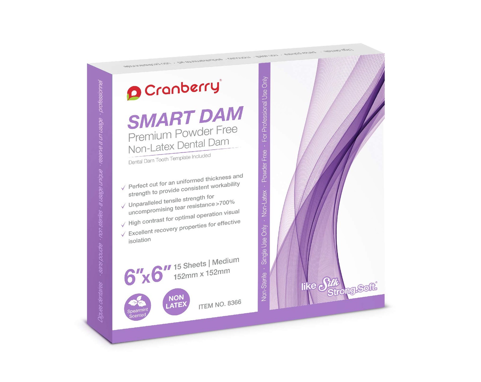 Cranberry USA CR8366 Smart Dam Non-Latex Powder-Free, 6×6, Lavender