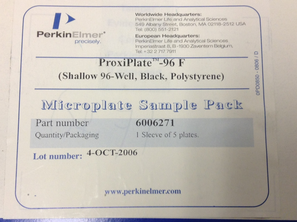 PerkinElmer – P/N: 6006271 – ProxiPlate 96F – Shallow 96-Well, Black, 5 Plates