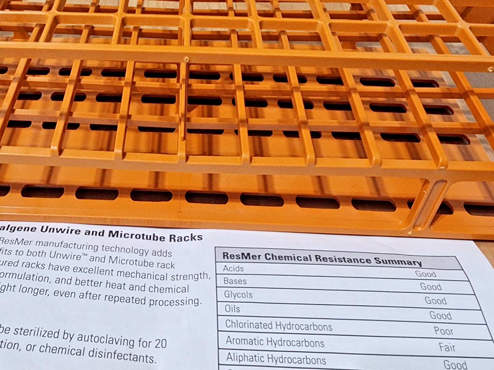 (QTY:1) NALGENE 5970-0116 Unwire Racks of Tubes To Test 16mm Orange