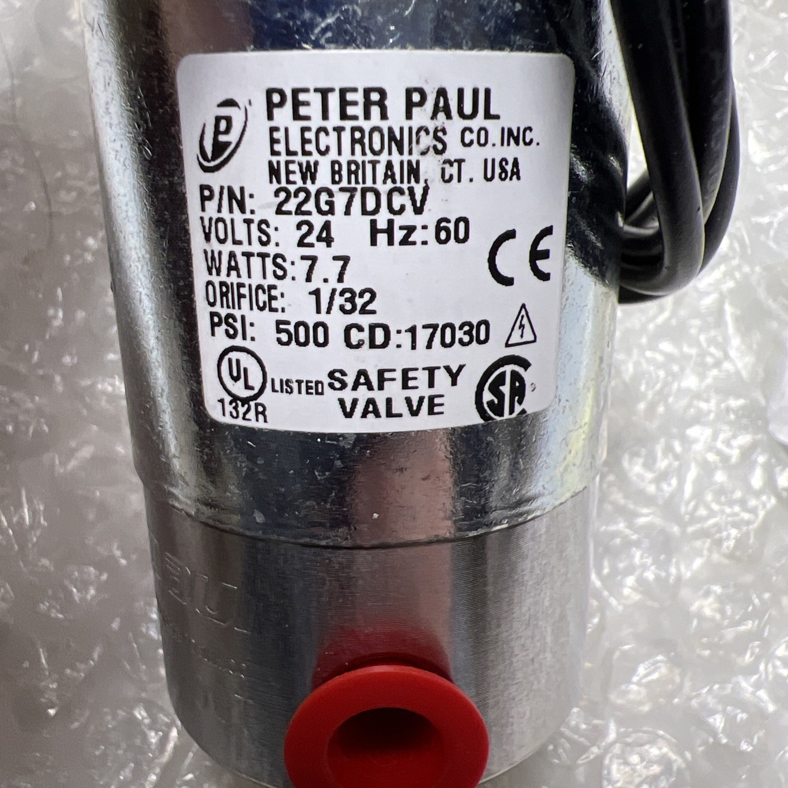 DCI Water Solenoid Valve, 2-Way 1/8″ NPT, 24 Volt, 12″ Lead for Dental, Medical