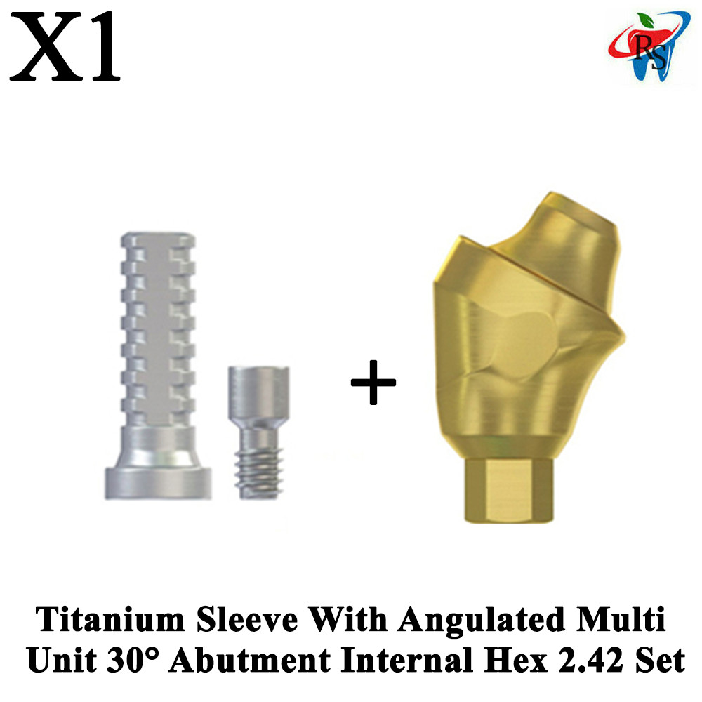 1x Set Dental Angulated 30° Multi-Unit 1.6 RP Int Hex 2.42mm + Titanium Sleeve