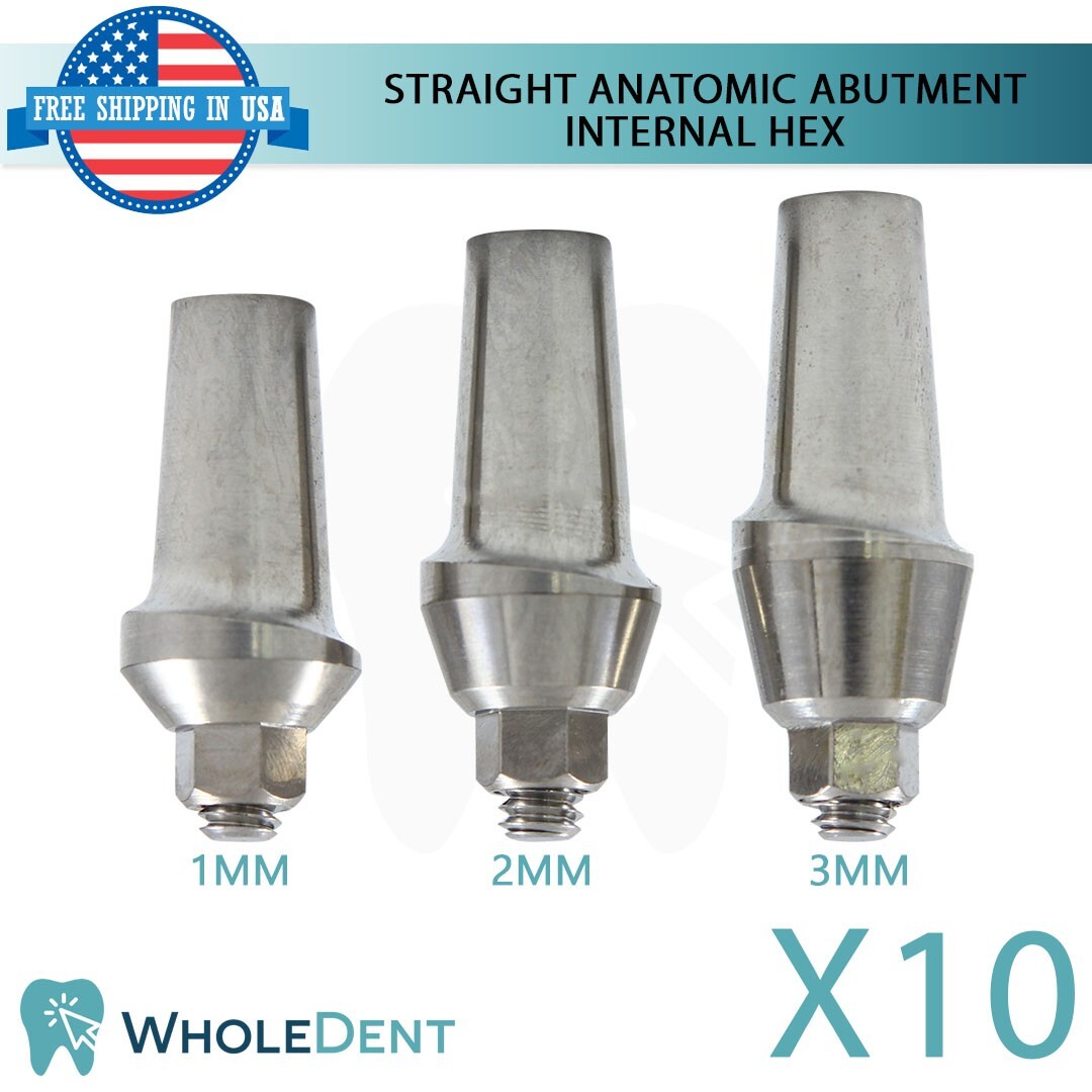 10x Straight Anatomic Abutment Int Hex 2.42mm Dental Instrument Ø5.2mm