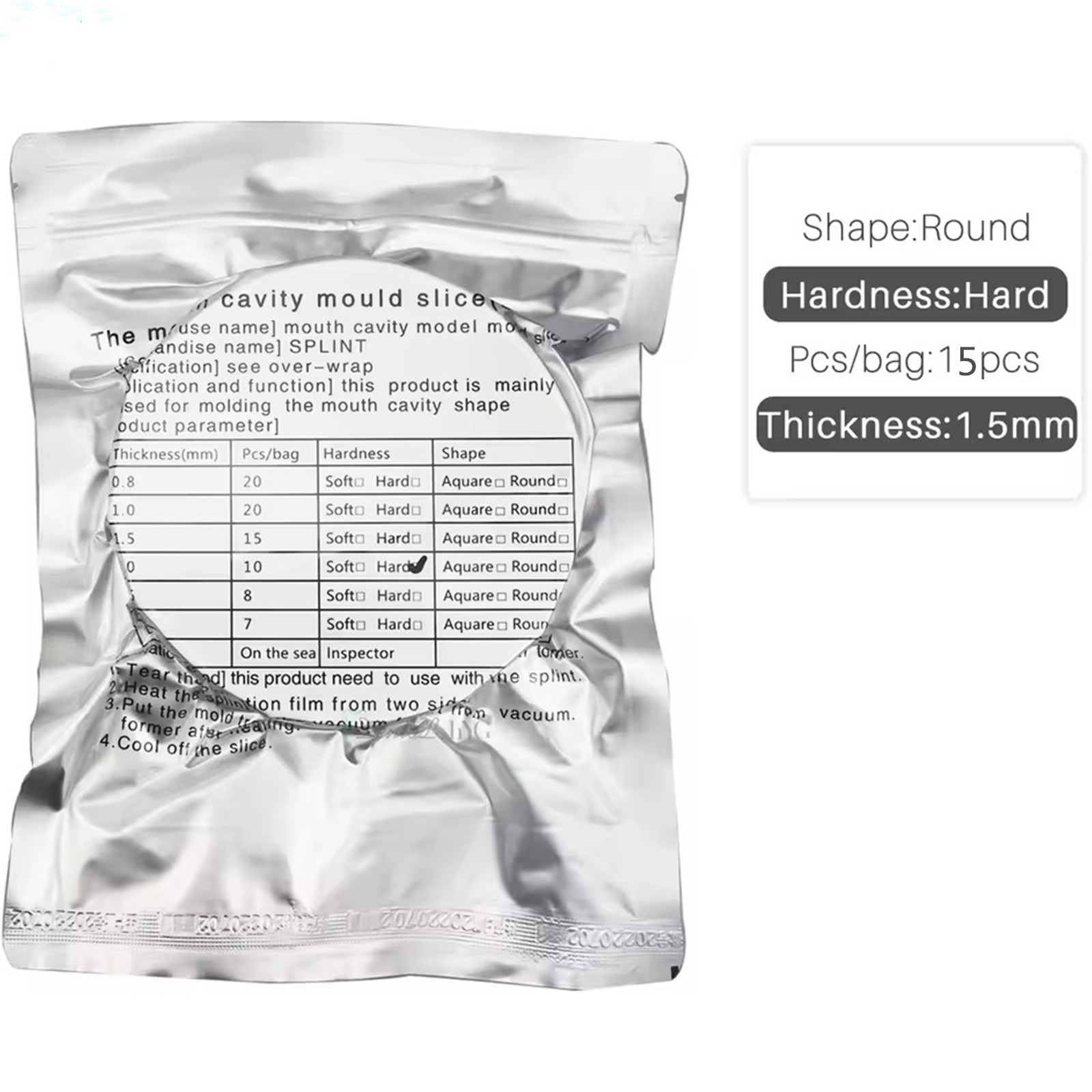15Pcs Dental Orthodontic Splint Retainer Slice Vacuum Forming Sheet 1.5mm Hard