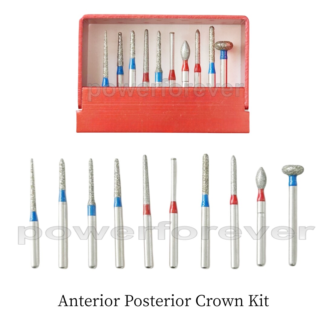 Dental Anterior Posterior Crown Bur Direction Burs Fissure Drill Diamond Bur Kit