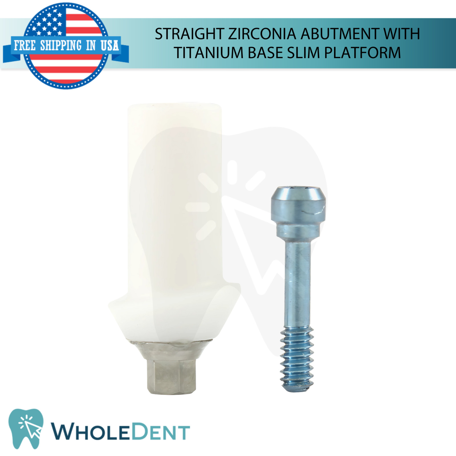 Dental Straight Zirconia Prosthetic Ø3.8mm Titanium Base Slim Int Hex 2.0mm