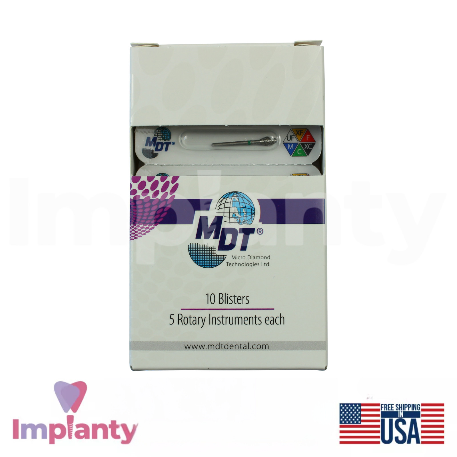MDT Dental Barrel 039 FG Diamond Burs Material Removal Shaping Flat Surfaces