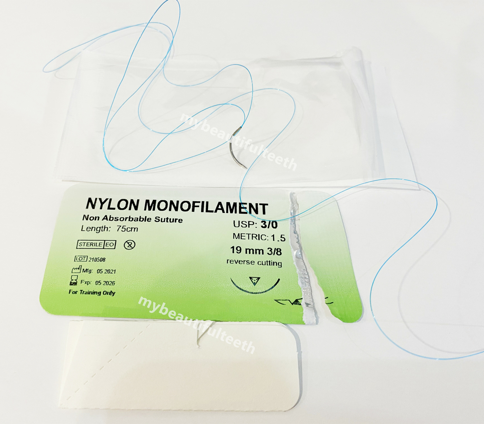 200Pcs Dental Reverse Metric 1.5 Nylon Monofilament 5-0 4-0 3-0
