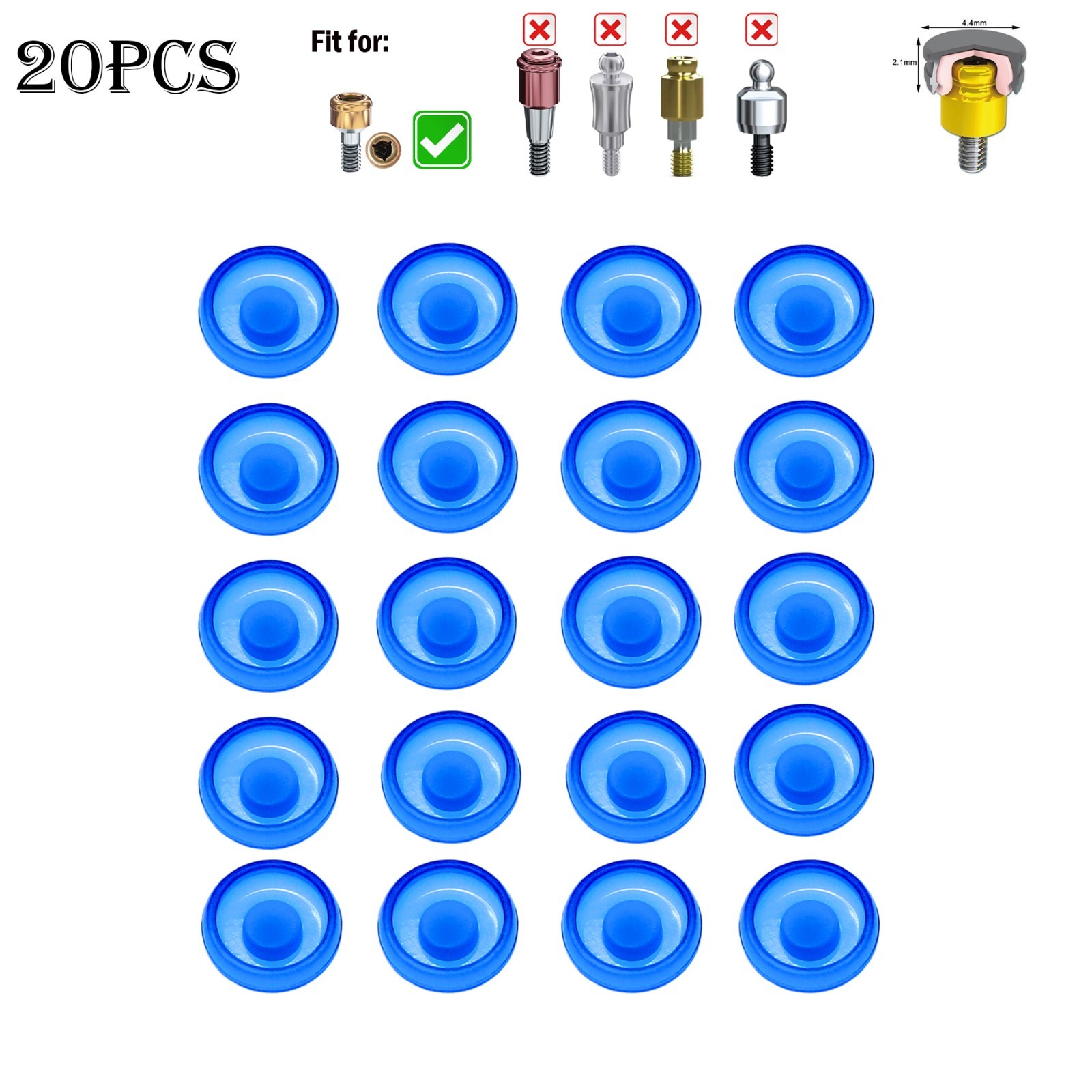 20Pcs Universal Dental Overdenture Replacement Cap for Zest Locator Male Inserts