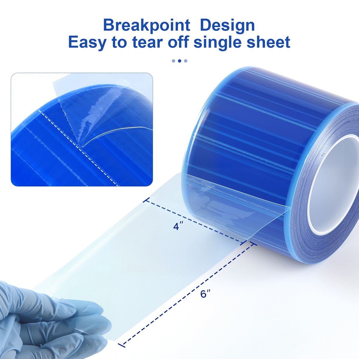 Dental Barrier Film Roll Tape Adhesive 1200 Sheets Size 4″ x 6″for Dental Tattoo