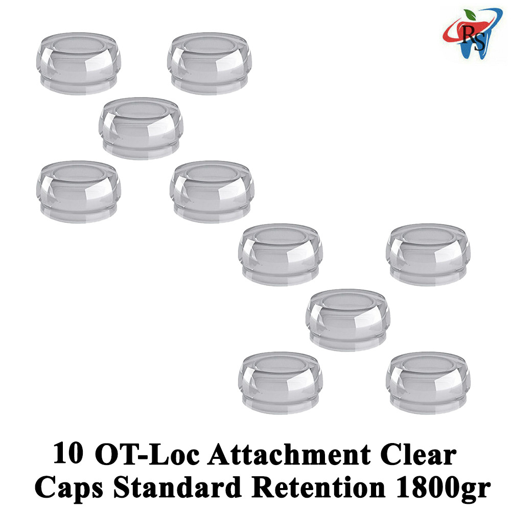 10pcs Dental Clear Silicone OT Loc Caps Abutment Standard Retention 1800gr