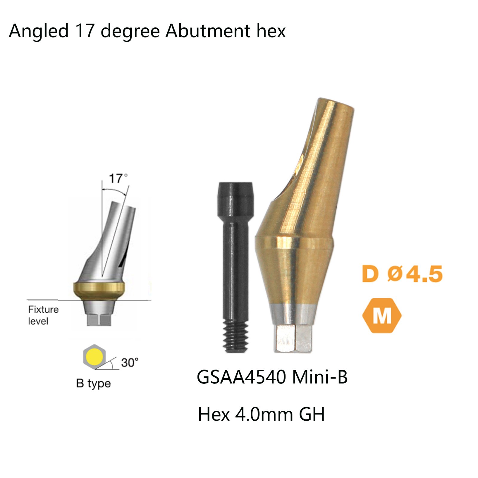 17° Angled Anatomic Abutment Compatible Hiossen ET Mini Hex Platform Osstem TS