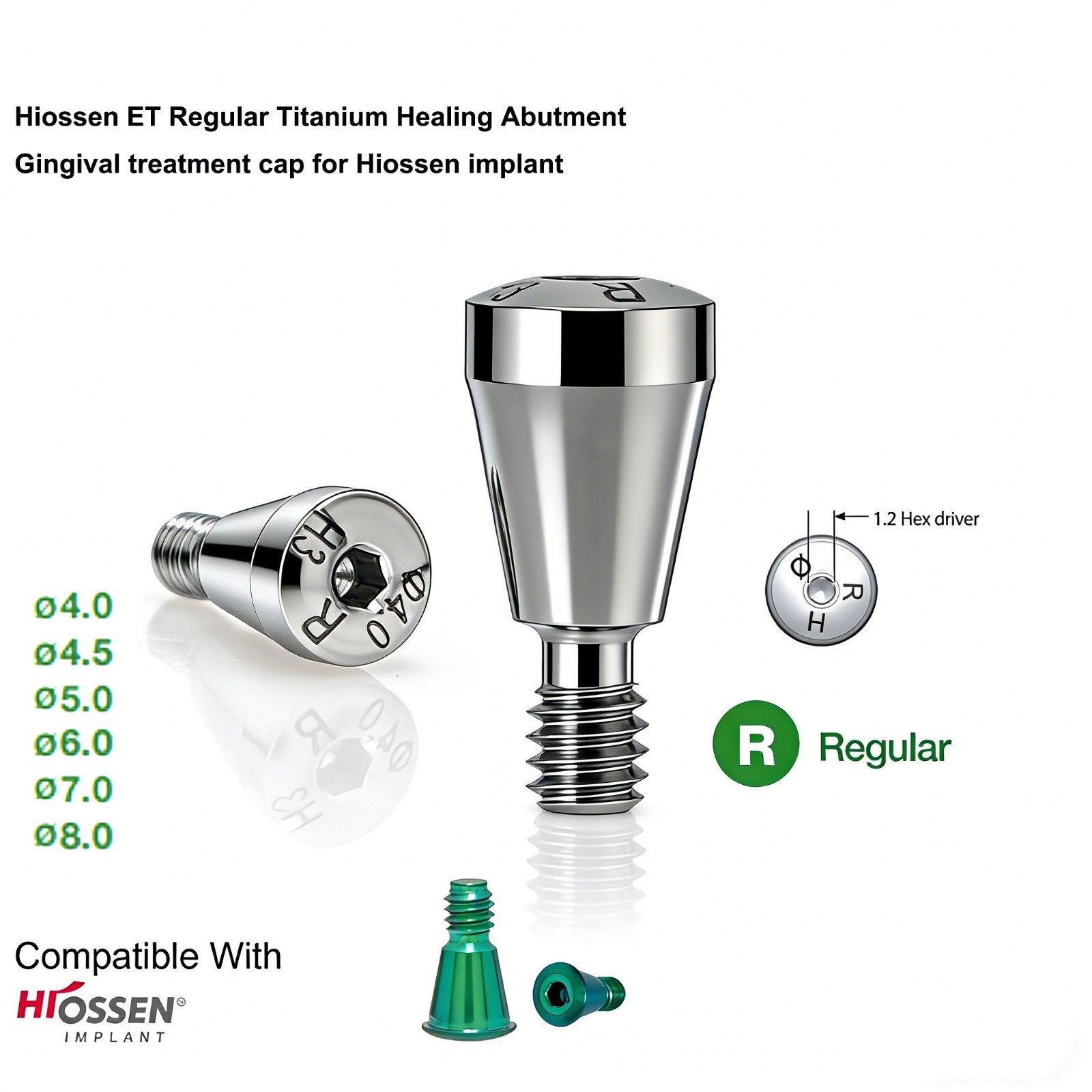 US 10pcs Dental Healing Abutment Cap Regular Platform Fit Oss Hiossen ET Implant