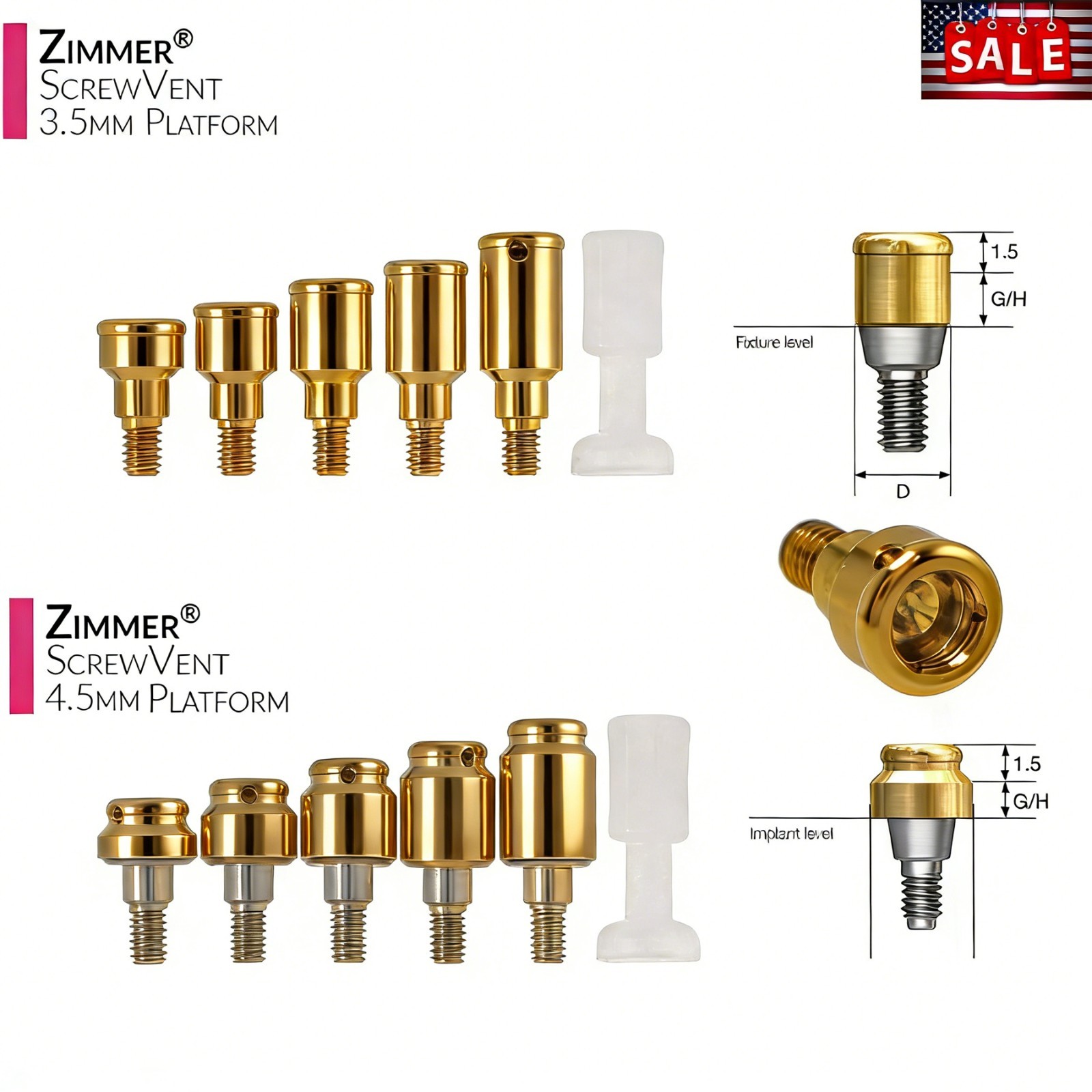 US LOCATOR Overdenture Attachment System for ZIMMER Screw-Vent BEGO/MIS Platform