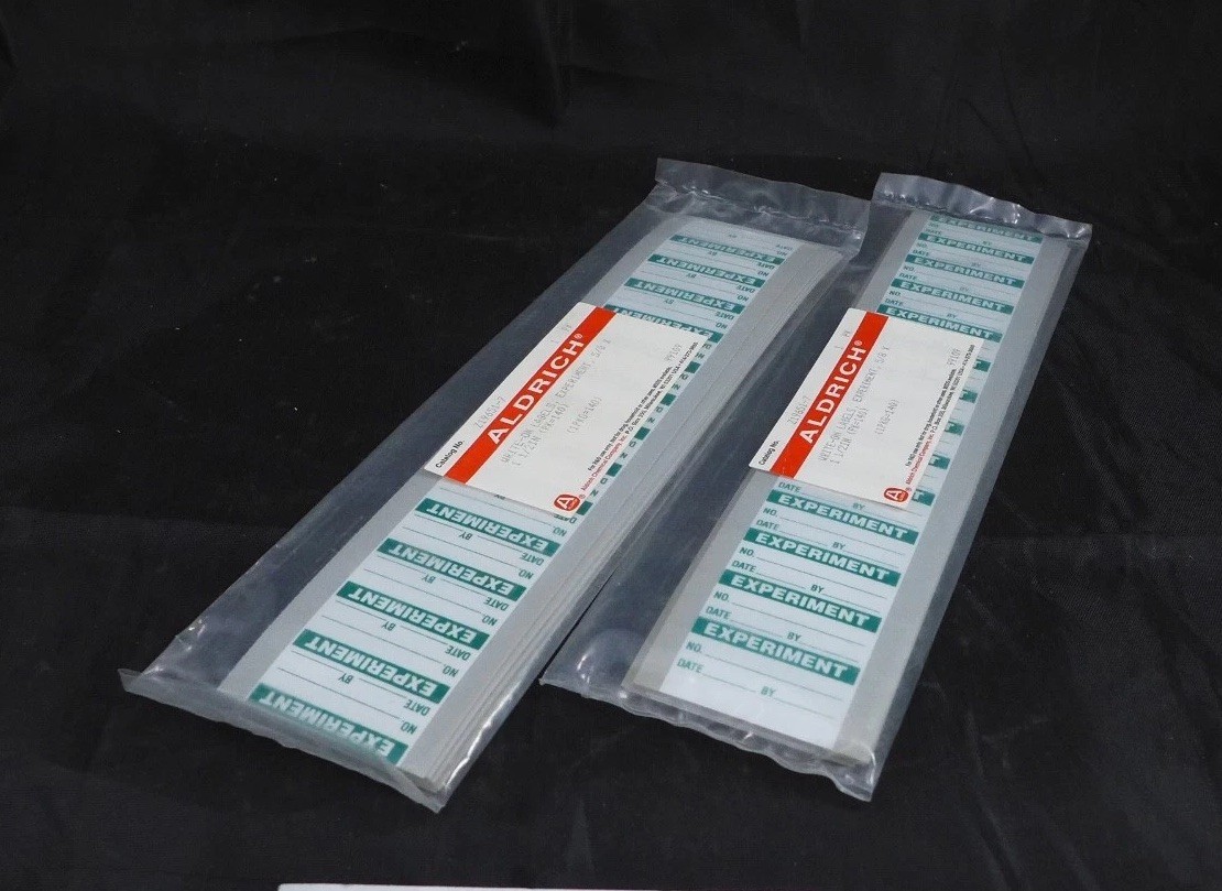 Set of 280 || ALDRICH Write-On Experiment Labels, 5/8×1.5in, Z19651-7