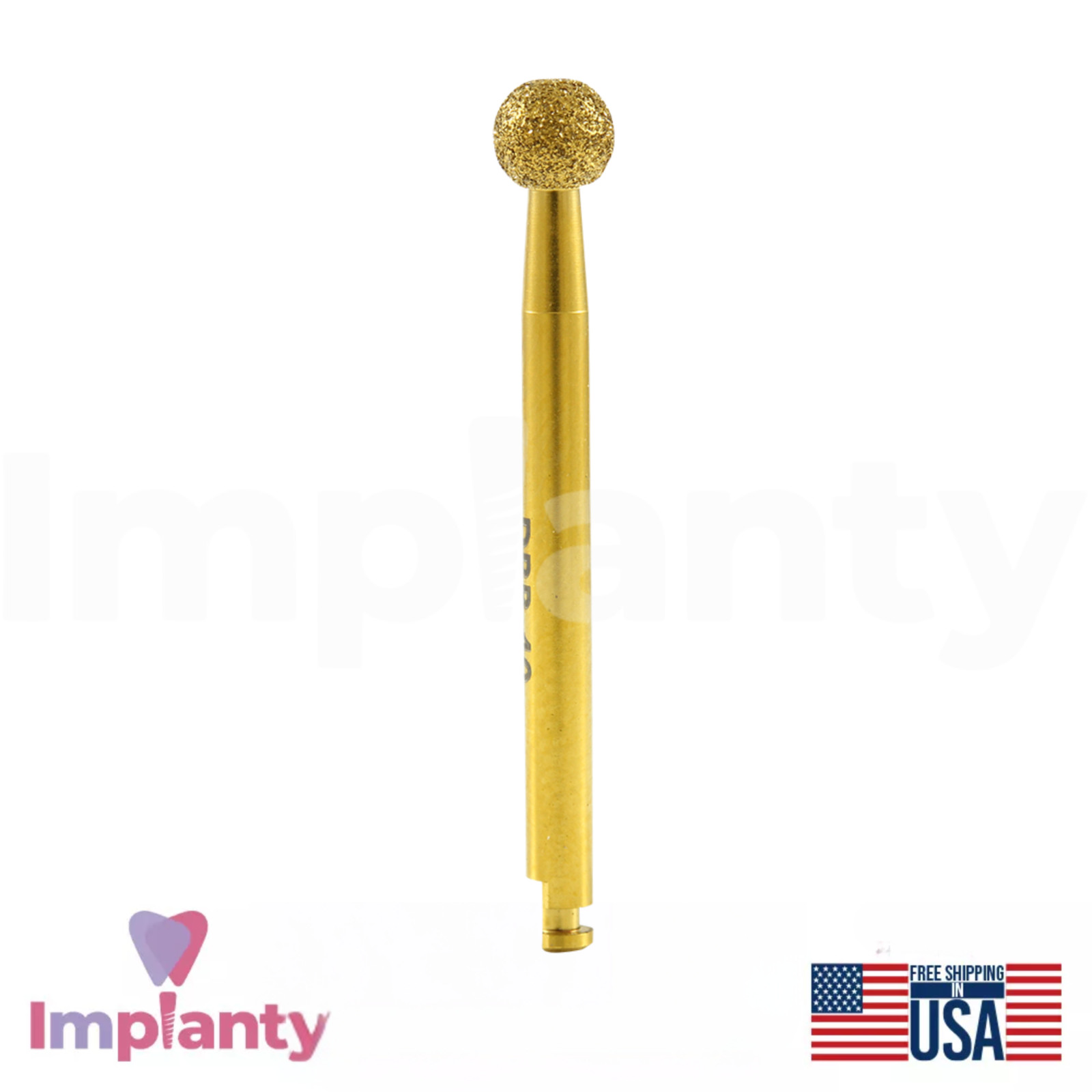 GDT Dental Gold Diamond Grits Round Ball Head Bur Ø4.0mm Stainless Steel
