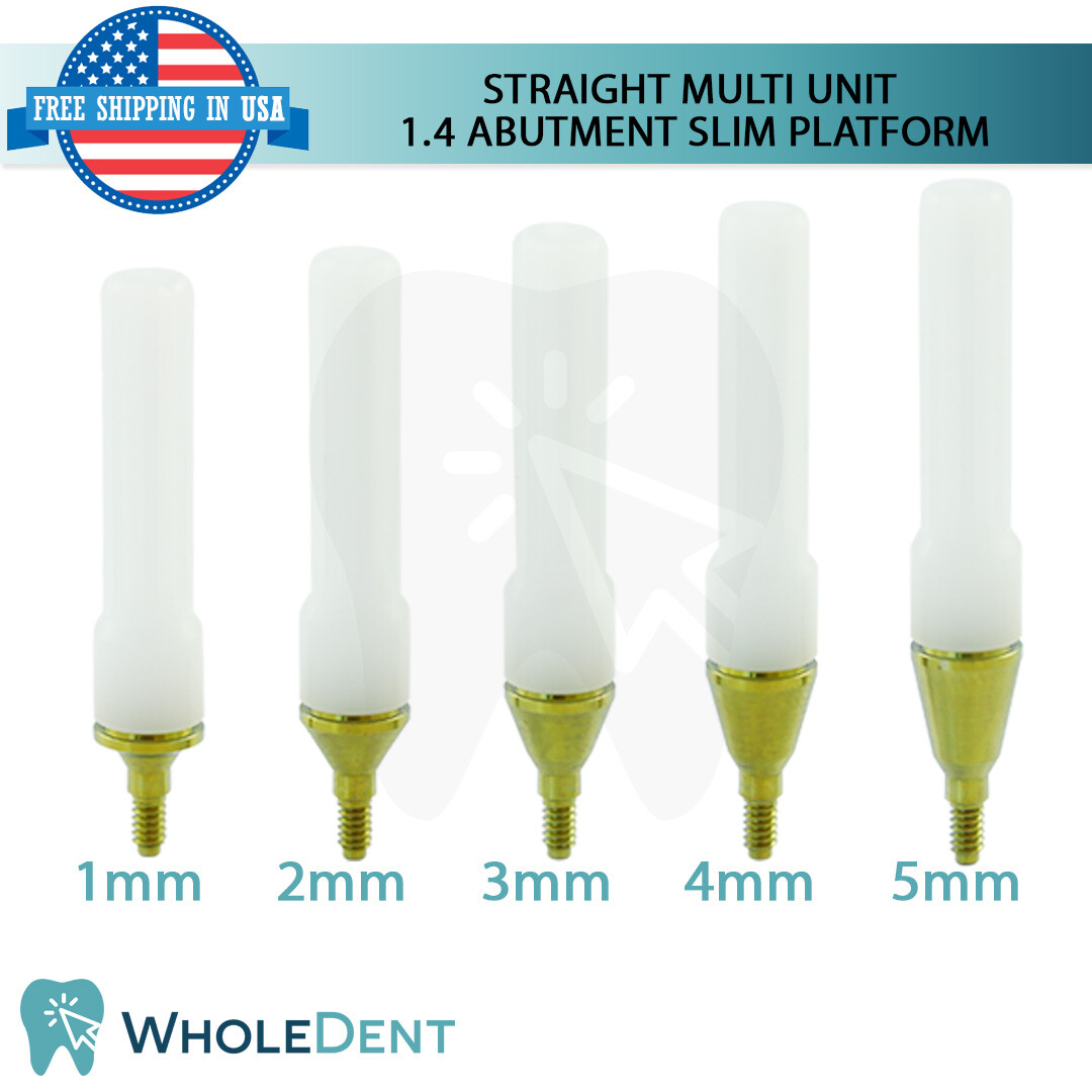 1X Straight Slim Multi Unit 1.4mm Abutment Attachment Int Hex 2.0mm Dental