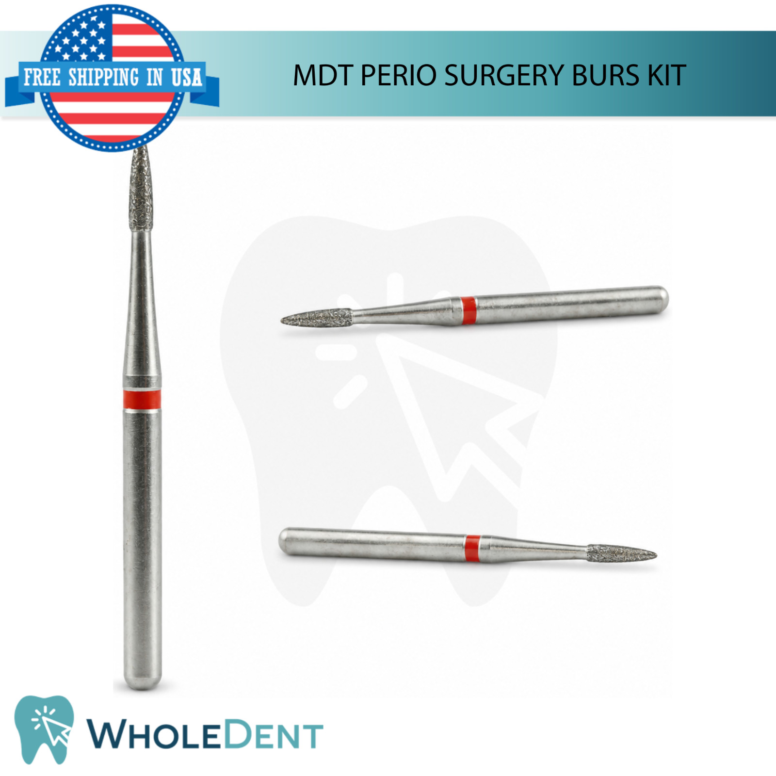 MDT Perio Dental Burs Kit 13Pc Stainless Steel Diamond Coated B0ne Shaping Tool