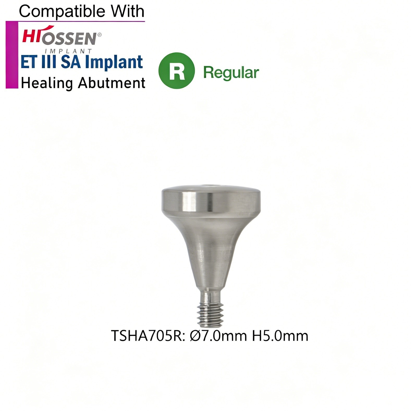 Dental Healing Cap Abutment Regular Platform Compatible Hiossen ET Conical 5.0mm