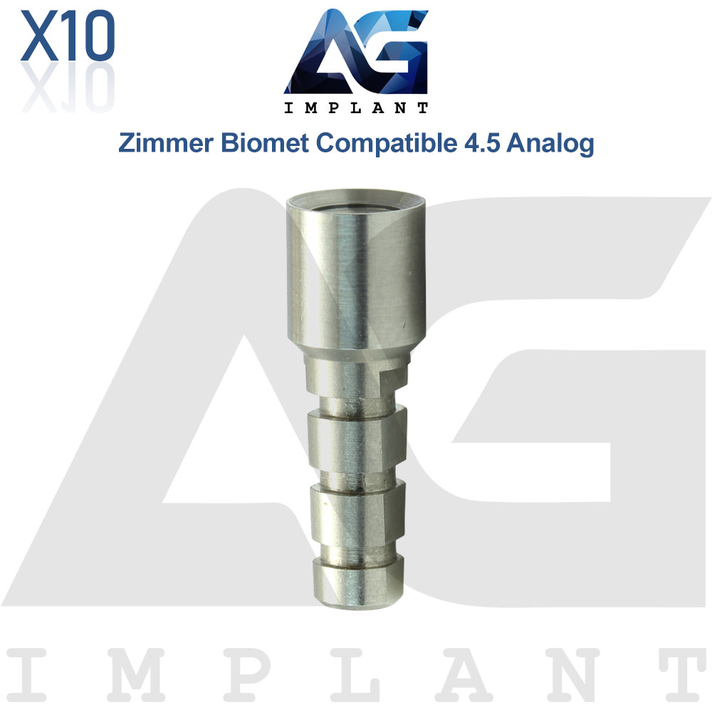 10x Dental Fixture Analog Ø4.5mm Compatible Zimmer Biomet® Int Hex 2.5mm