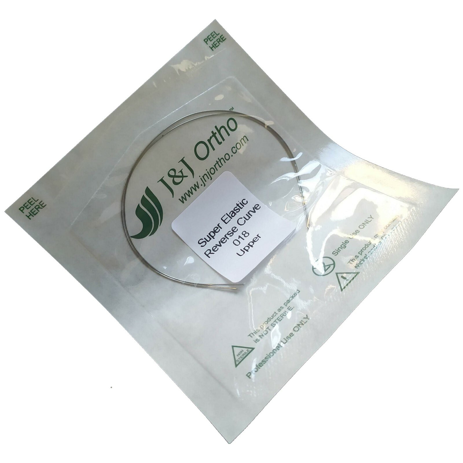 J&J Ortho™ Orthodontic NiTi Reverse Curve Arch Wire Rectangle(2/pk) Curved Tail