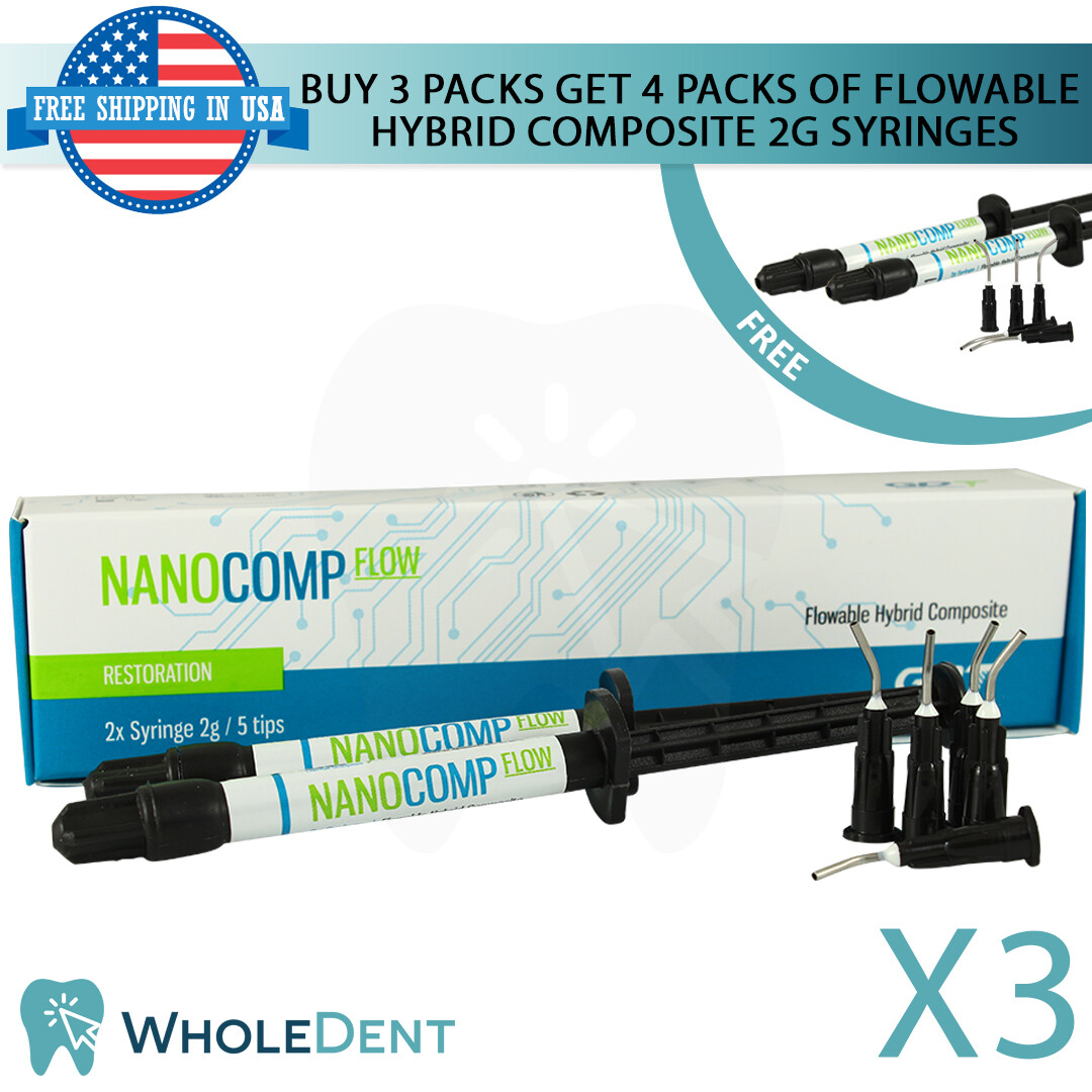 Buy 3 Packs Get 4 Pack Flow Hybrid Composite Dental Filling Syringes Restoration